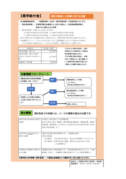 ③●R6奨学のための給付金（家計急変）リーフレットのサムネイル